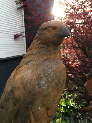 Ein wunderschöner sitzender Adler, voller Steinoxid